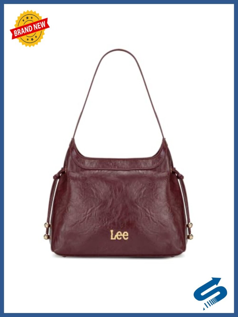 Faux Leather Hobo Shoulder Bag Wrinkled Texture Satchel Purse